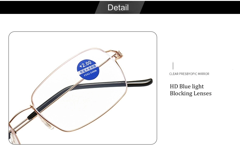 New Fashion Comfortable Silicone Nosepad Frameless UV400 Anti Blue Light Reading Glasses