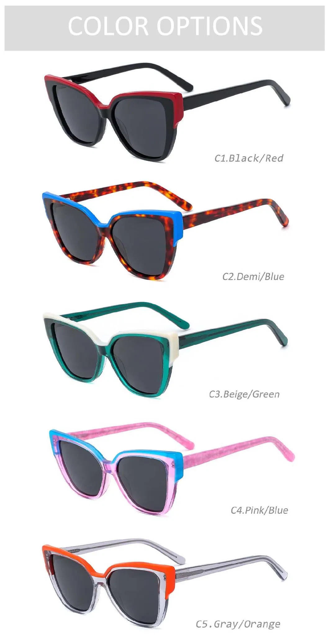 Gd Eco Friendly Beautiful Design Acetate Sunglasses Wholesale Polarized Fashion Sun Glasses