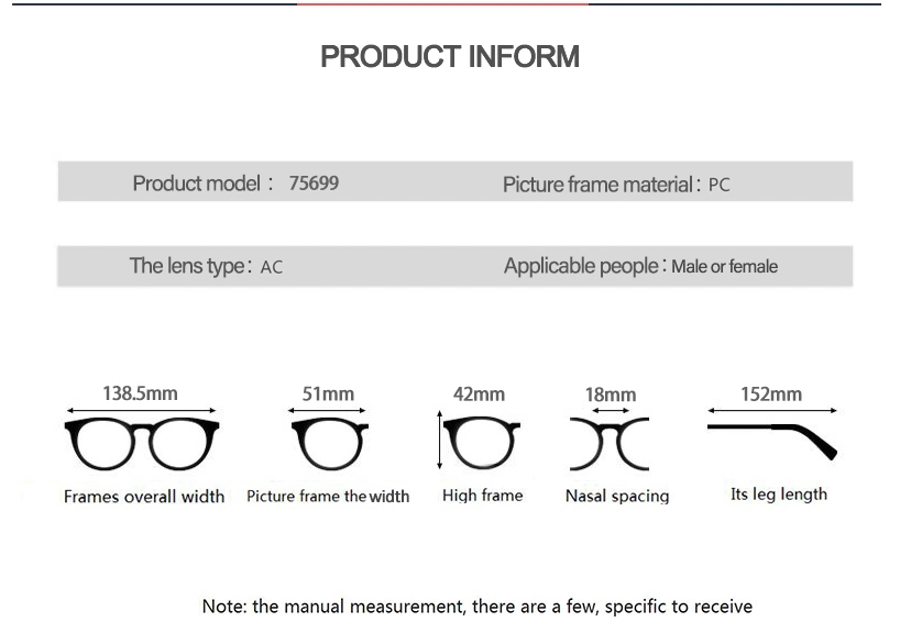 Big Frame AC Lens Spring Hinge Reading Glasses Unisex PC Square Frame Reading Glasses (75699B)