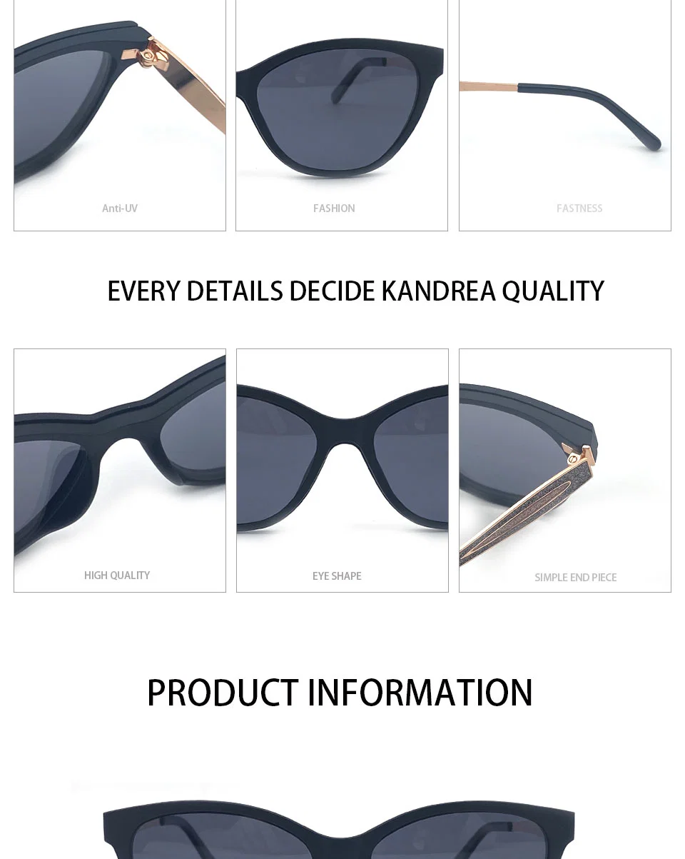 High-End Ultem Clip on Sunglasses Models Fashion Eyewear