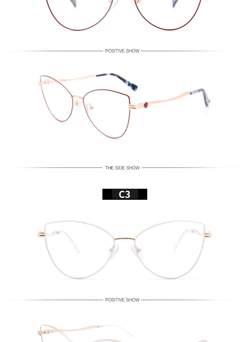 Fashion Optical Frames High Quality Rimless Optical Frames Metal Optical Glasses Frames Cat Eye Frames Optical Women Glass
