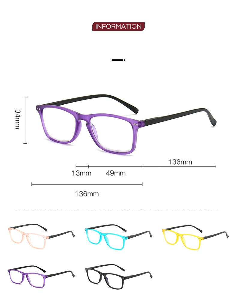 Ready to Ship New Design Classic Fashion Trend Comfortable Square Eyeglasses Women Colorful Reading Glasses