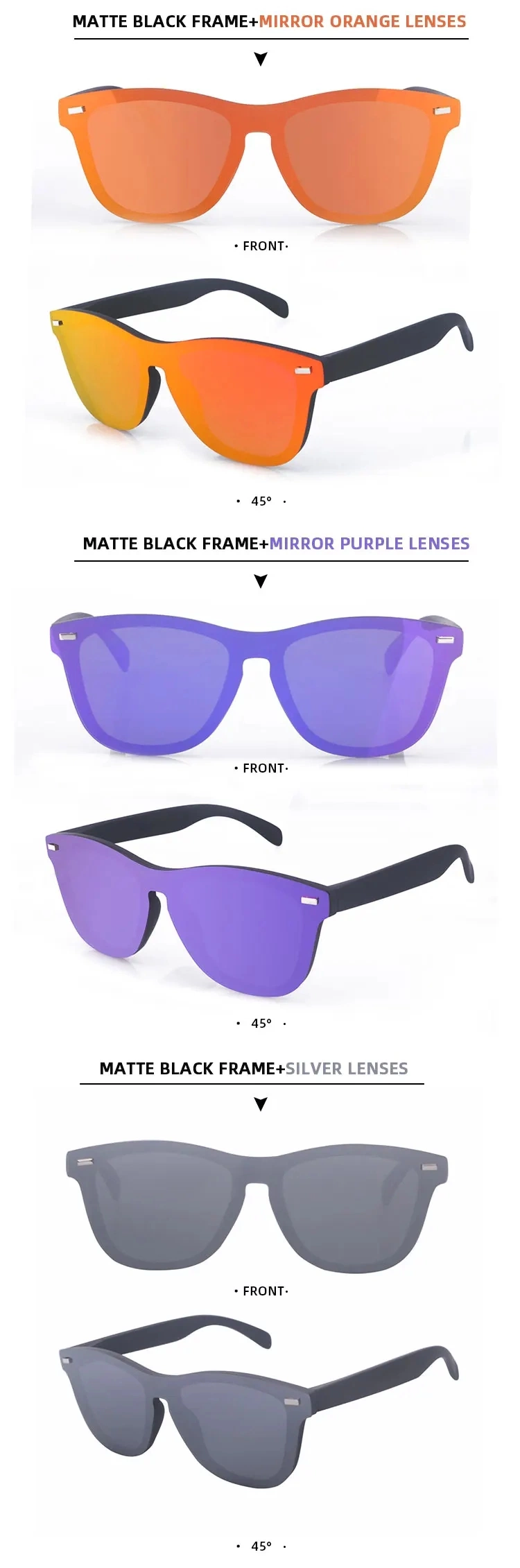 Custom Fashion 100 UV Protection Sun Glasses Polarized PC Frame Mens Branded Sunglasses