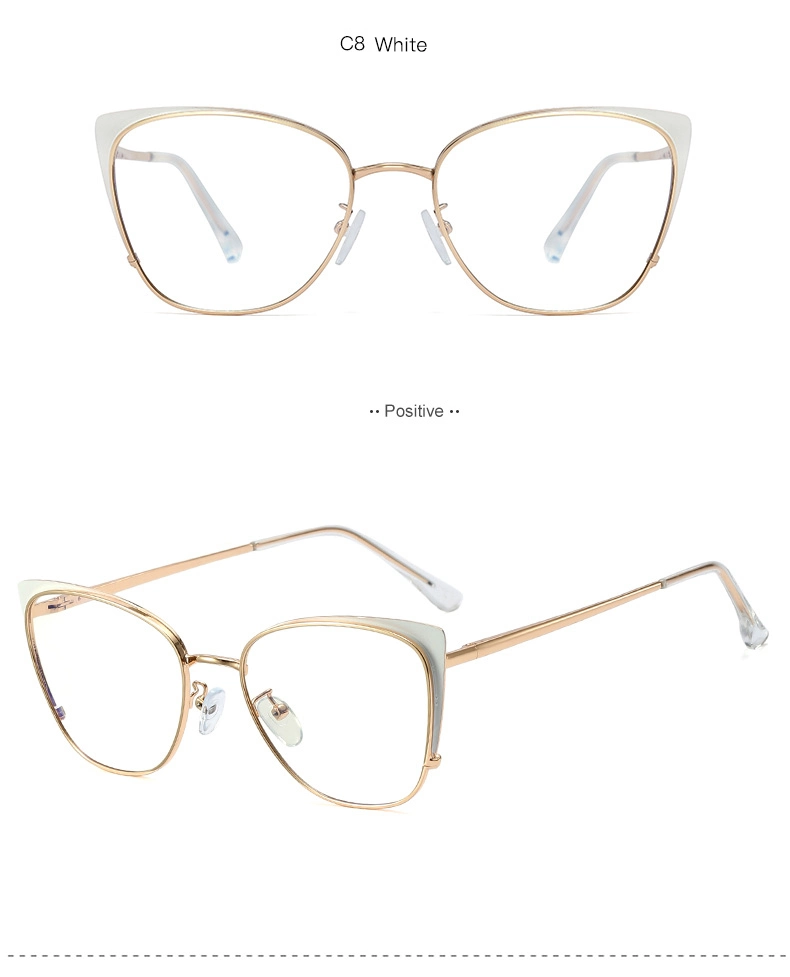 Fashion Metal Spring Leg Box Anti-Blue Light Cat-Eye Glasses