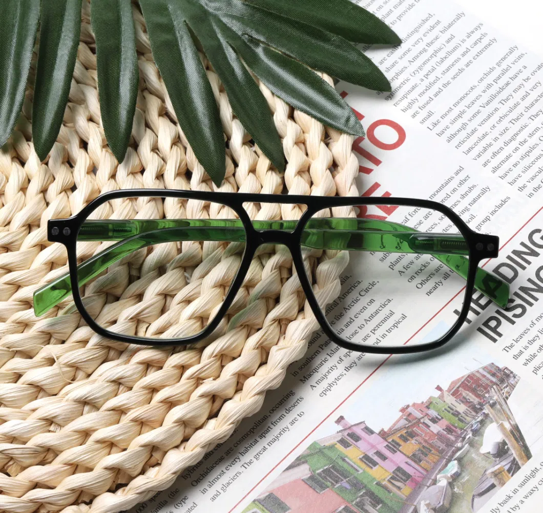Fashion Double Bridge Pilot Reading Glasses with Spring Hinge Custom Design Logo Available