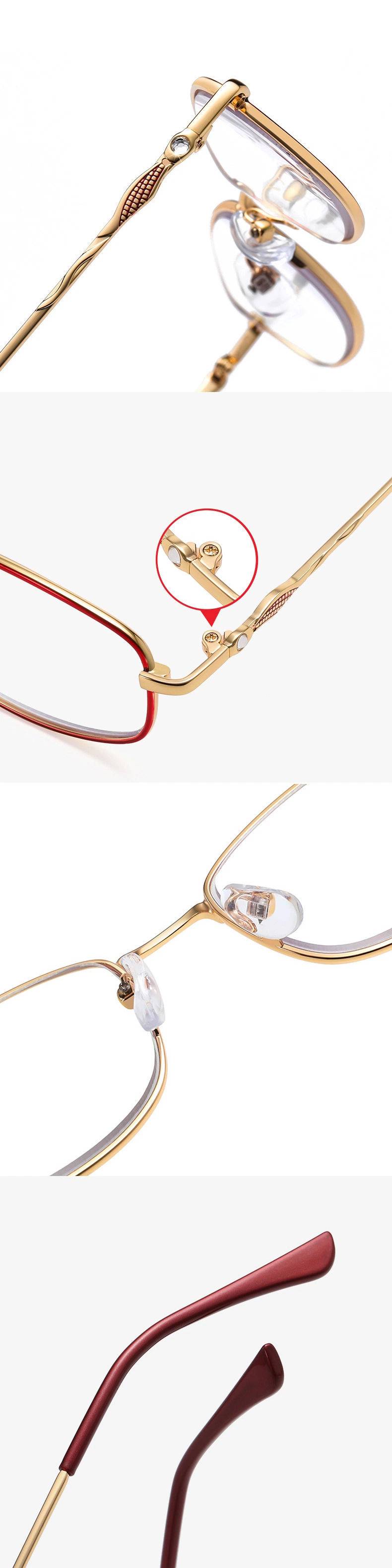 Hot Selling Fashion Trend Diamond Square Anti Blue Light Blocking Metal Eyewear Women Colorful Reading Glasses
