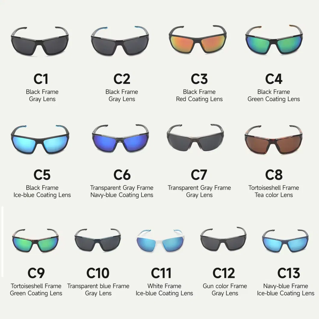 OEM Tr90 Frame Mens Sport Shades Polarized Black Sunglasses UV Protection Driving Fishing Sunglasses