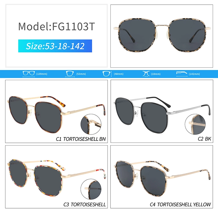 Hot Sale Colorful Sun Glasses UV400 Lenses Shades Square Trendy Fashion Metal Sunglasses for Men