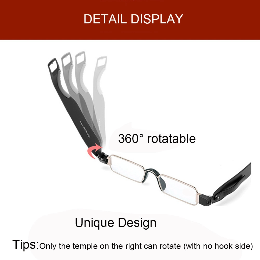 Presbyopic Glasses Plastic Reading Glasses 360 Degree Rotation Foldable Men Reading Glasses with Case