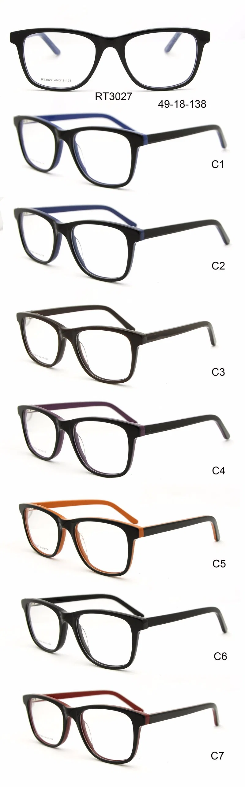 New Model Acetate Eyeglasses Frames Optical Glass Stock (RT3027)