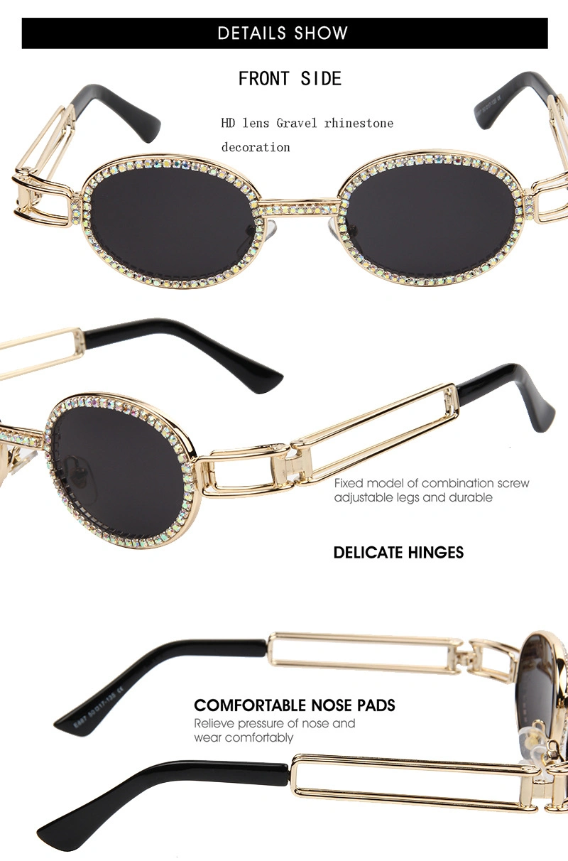 Female Rhinestones Eyewear Handmade Luxury Small Steampunk Sunglasses