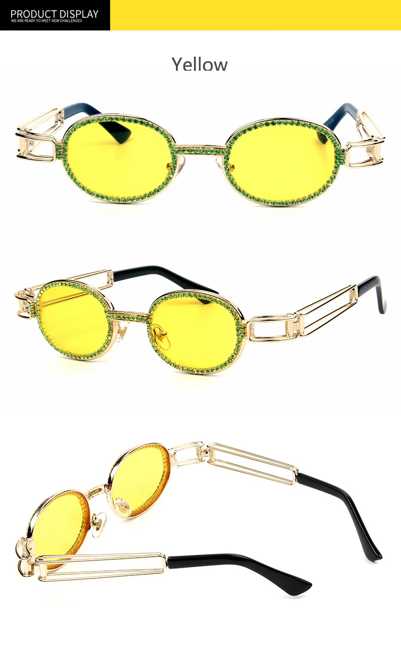 Female Rhinestones Eyewear Handmade Luxury Small Steampunk Sunglasses