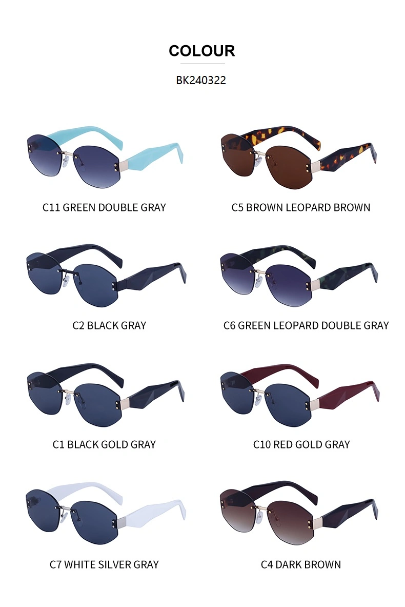 2024 Newest Fashion Rimless Sunglasses Women Men Eyewear Shade Sun Glasses Wholesale Custom