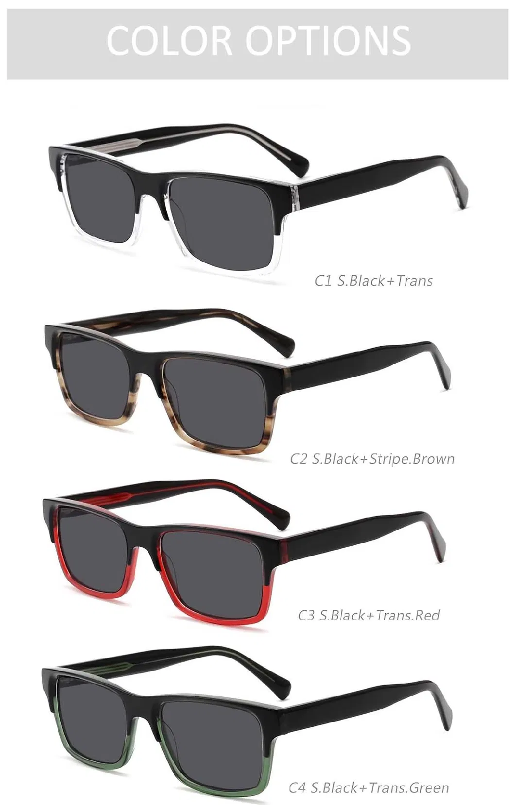 Gd Classic Double Color Acetate Sunglasses Ready to Stock Acetate Sun Glasses UV400 Anti-UV Mirror Eyeglasses