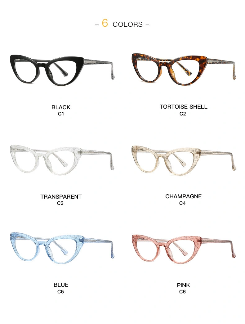 Wholesale High Quality Cp Spring Hinge Cat Eye Anti Blue Light Eyeglasses Frames Optical Fashion Computer Women Reading Glasses