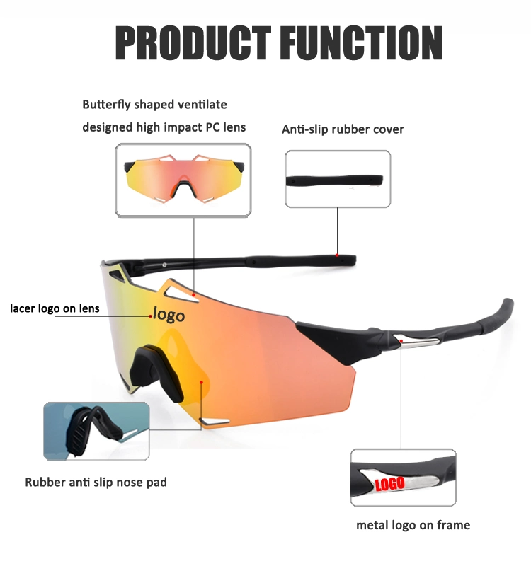 2023 Wholesale Tr90 Frame Custom Logo UV400 Sunglasses Outdoor Cycling Fashion Polarized Sport Sun Glasses