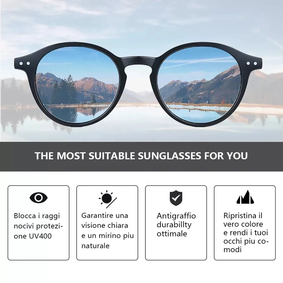 Retro Classic Polarized High Def Small Round Sunglasses UV400 Custom Logo Sun Glasses for Men Women Fashion Vintage Shades