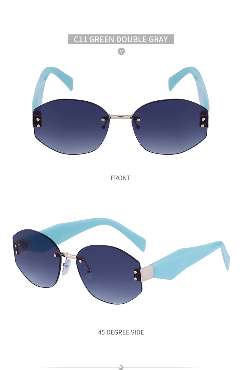 2024 Newest Fashion Rimless Sunglasses Women Men Eyewear Shade Sun Glasses Wholesale Custom