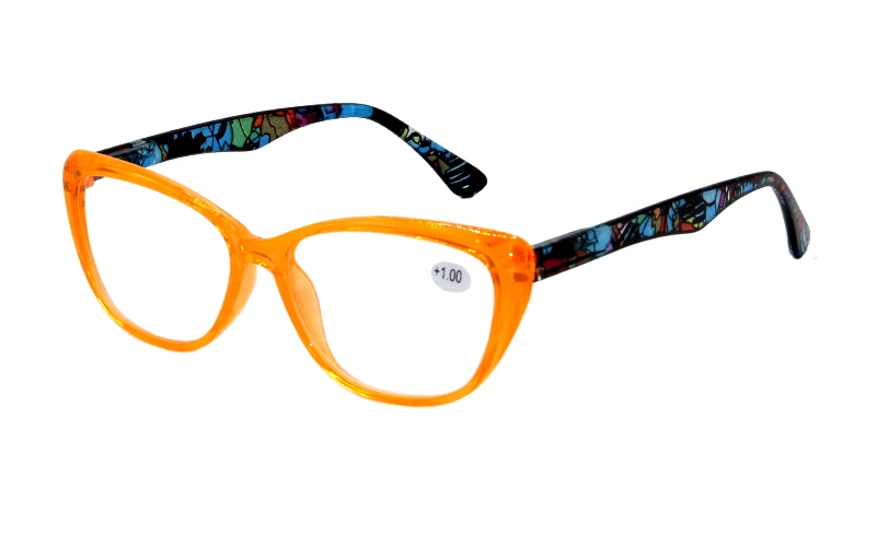 Cat Eye Crystal Colorful Pattern Temples Women Spring Hinge Reading Glasses