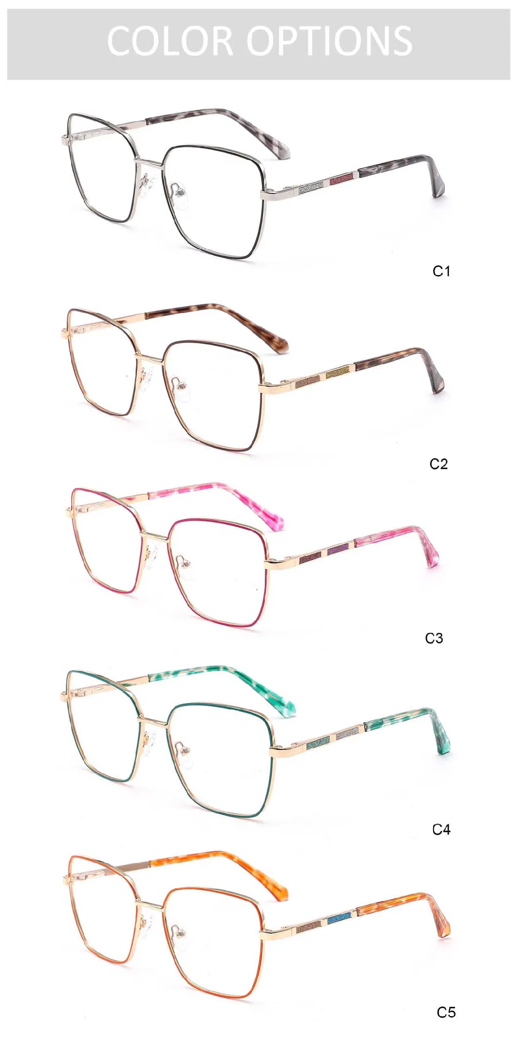 Gd China Wholesale Women Metal Shinny Stainless Optical Frames Classic Designer Spring Hinge Optical Eyeglass Frames