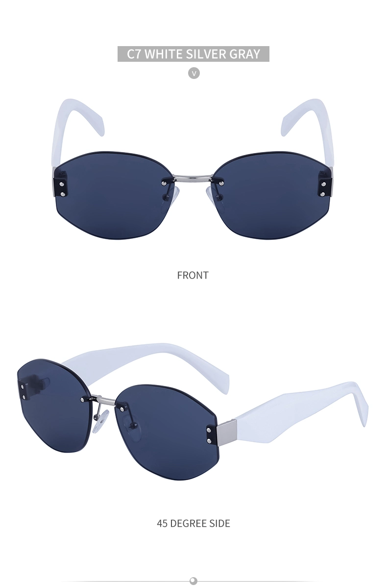 2024 Newest Fashion Rimless Sunglasses Women Men Eyewear Shade Sun Glasses Wholesale Custom