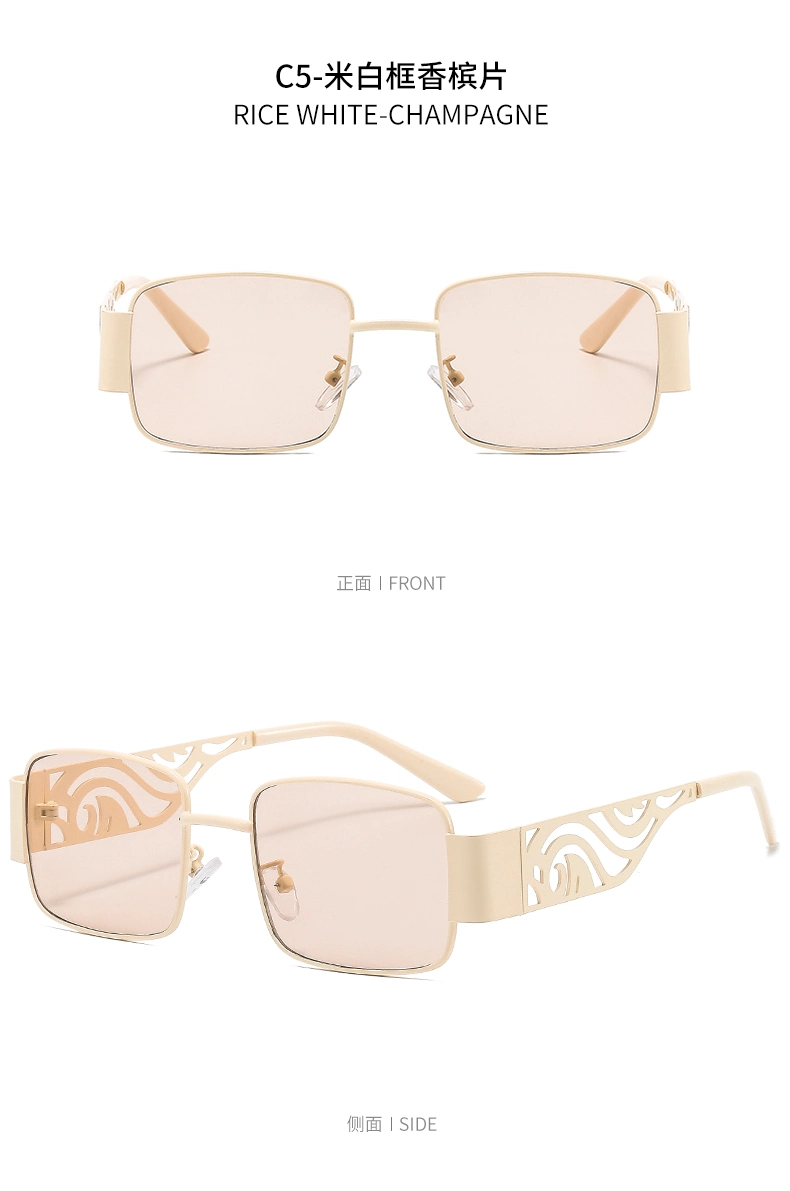 Gold Metal Sunglasses Men UV400 Hollow Decoration Male Square Women Designer Sun Glasses Summer