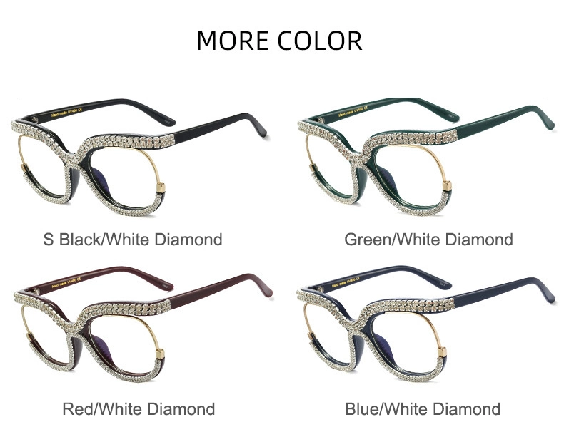 Women Mens Newest Wholesale Metal Anti Blue Light Glasses Rhinestone Computer Metal Frame Reading Glasses