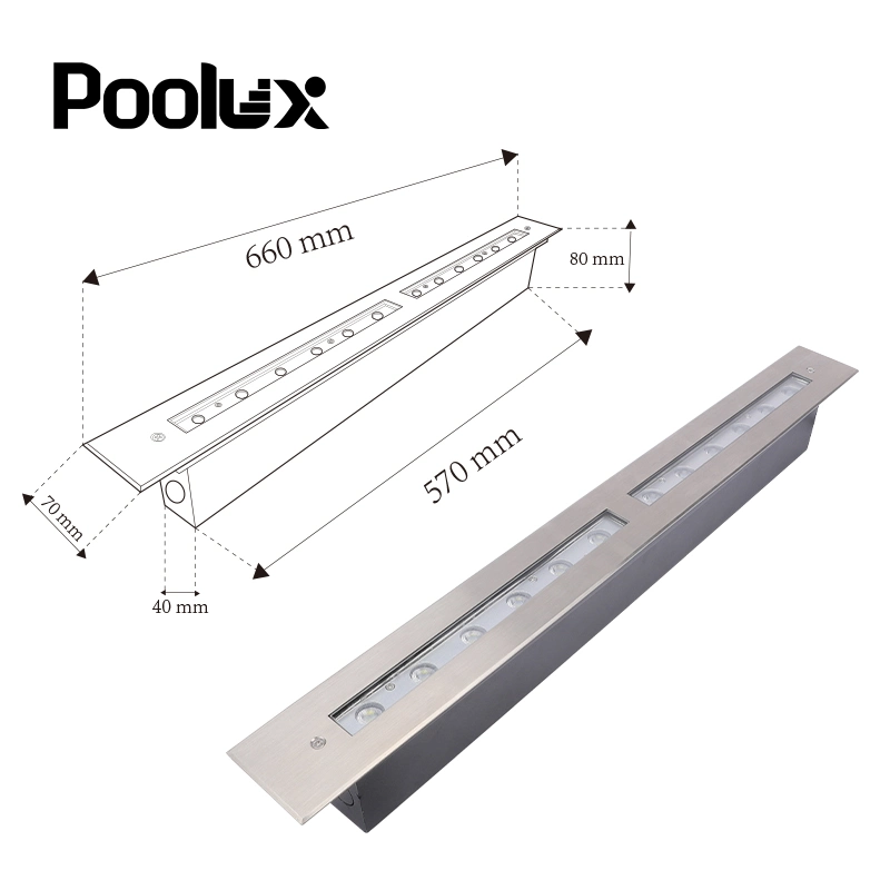 328mm IP68 Anti- Rusty 18watt 24V/12VDC 328mm Embedded Buried LED Swimming Pool Light