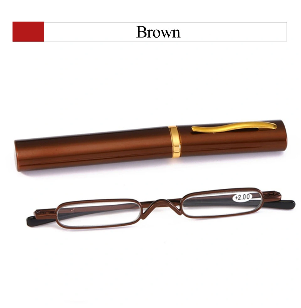 Elegant Metal Frame Ultra-Thin Men Portable Mini Pocket Pen Reading Glasses with Box