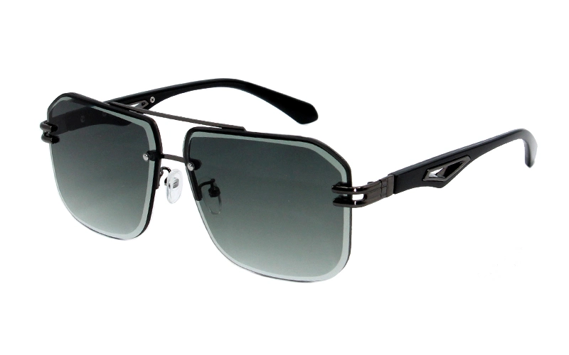 New Wholesale Factory Customized Double Nose Bridge Half Frame Fashion Men Personalized Metal Polarized Sunglasses