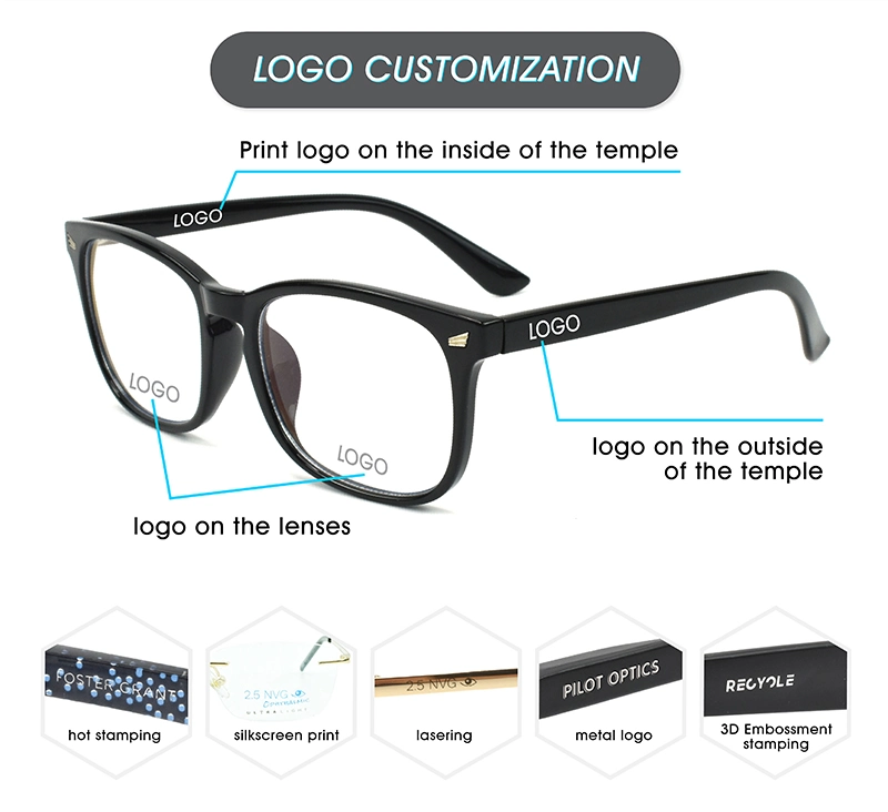 Pilot Optics 2023 Fashion Square OEM Anti Blue Light Custom Logo Reading Glasses