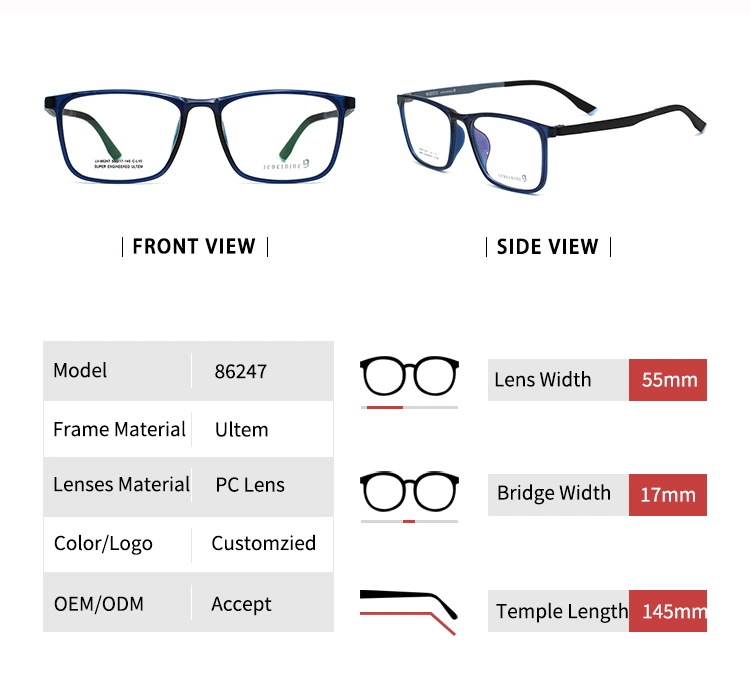 Luxury Plastic Men Prescription Glasses Eyeglass Optical Frames