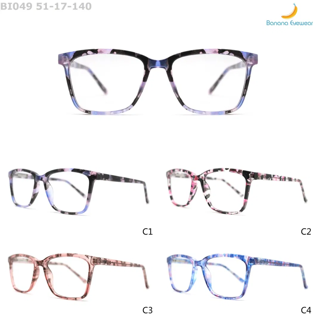 Fashionable Women Rectangle Full Rim Injection Eyeglasses Optical Frame