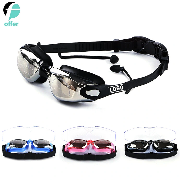 3 Piece Adjustable Nose Bridge Includes Ergonomic Silicone Earplugs Swimming Goggles with Anti Fog Technology