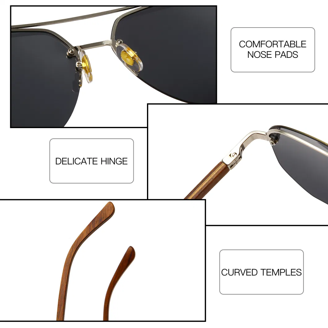 Customized Sunglasses 2023 Fashion Eyewear High Quality Metal and Wood Anti-UV Sun Glasses for Men Women Polarized Sunglasses