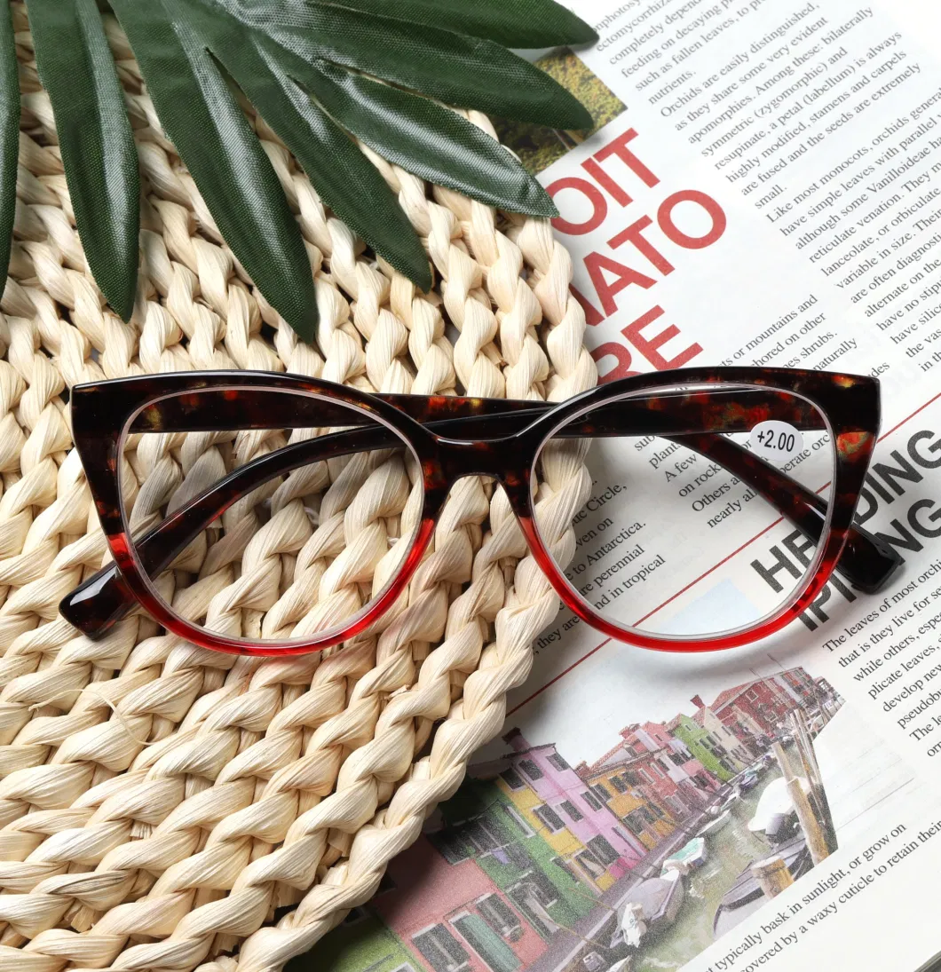 Hand Made Design Logo Painting Cat Eye Reading Glasses with Comfortable Spring Hinge