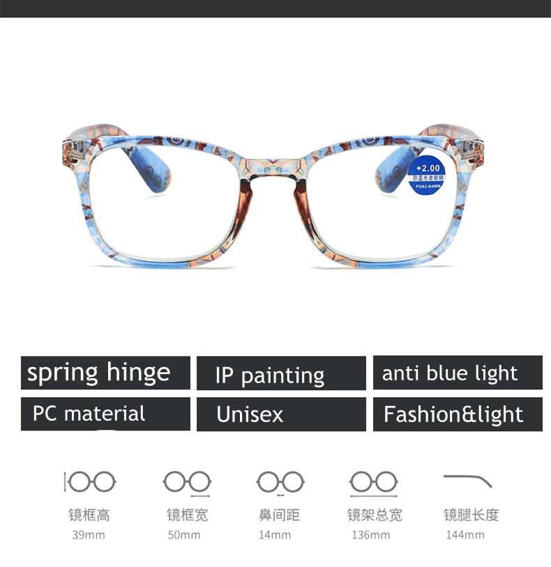 Wholesale Fashion Comfortable Spring Hinge Anti Blue Light Reading Glasses