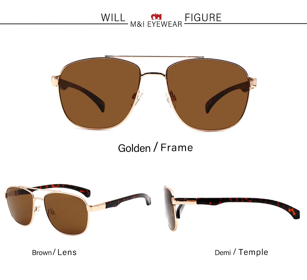 Fashion Metal Frame PC Temple Men Pilot Sunglasses China Hot-Sale Polarized Sunglasses
