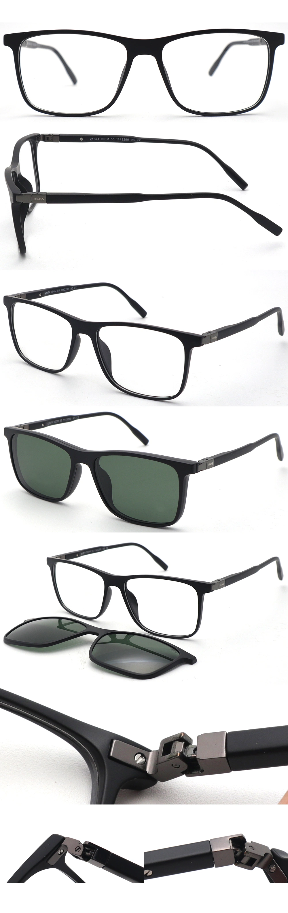 Newest Tr90 Hot Selling Unisex Clip on Optical Frame with Sunglasses Clip