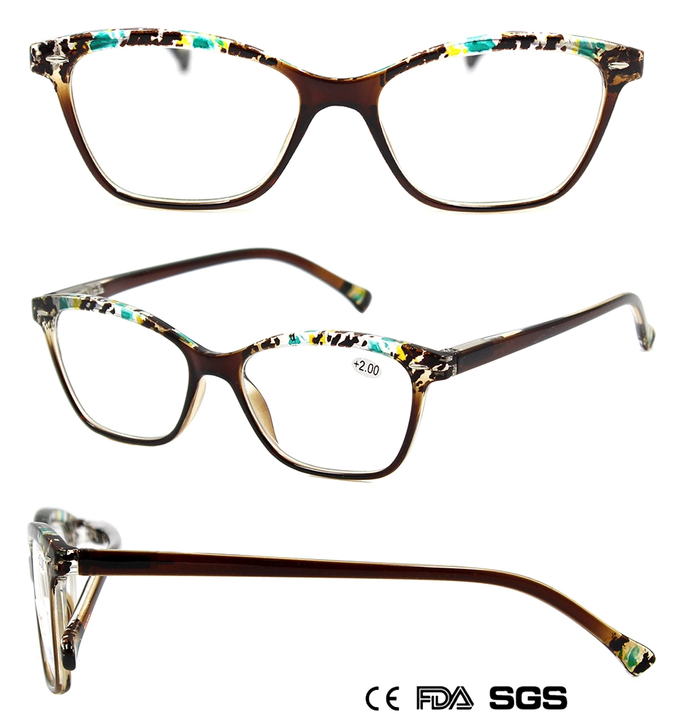 Fashion Unisex Custom PC Eyewear Optical Reading Glasses with Demi Top Print