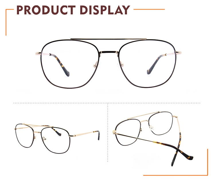 Fashion Double Bridge Metal Glasses with Design Reading Frame Optical Eyewear