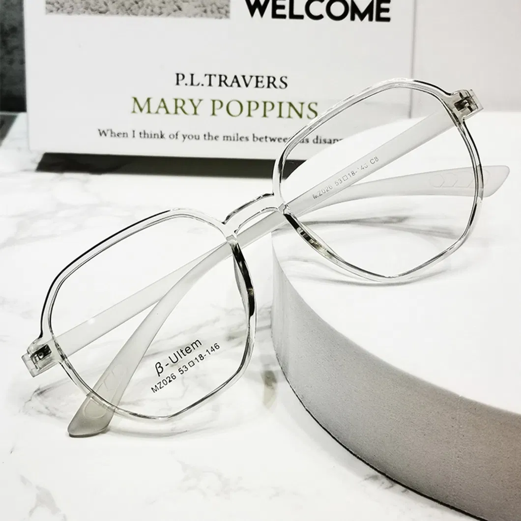 Transparent Clear Eyeglasses Tr90 Glasses Frame Retro Polygon Stylish and Ultra-Light Unisex Plastic Optical Frames