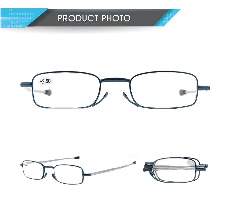 Pilot Optics Wholesale Metal Square Mini Folding Foldaway Reading Glasses with Case