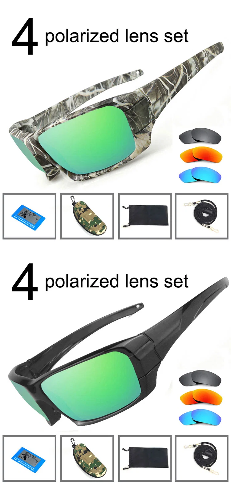 Fashionable Plastic Frame Camouflage Color Man Outdoor Sports Eyewear Cycling Fishing Sunglasses