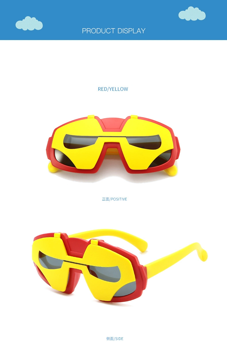 New Children&prime;s Polarized Sunglasses Boys and Girls Cartoon Soft Silicone Sunscreen Sunglasses Iron Man Kids Glasses