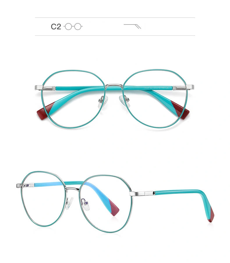 2024 New Classical Progressive Fashion Candy Colors Custom Logo Oval Metal Frame PC Lens Blue Light Blocking Reading Glasses