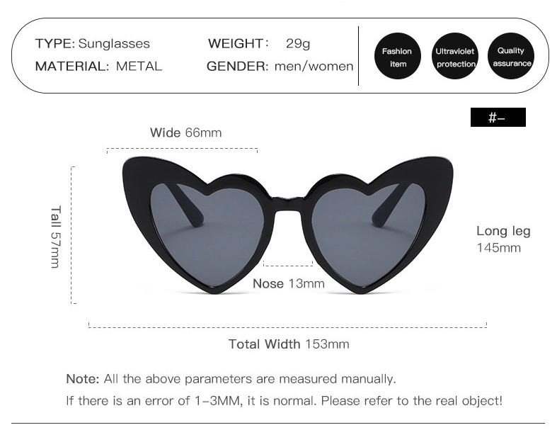 Heart-Shaped Personalized Trend Sunscreen Sunglasses for Women