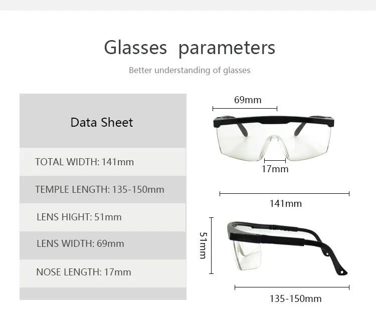 Plastic Protect Safety Glasses PC Materials Protection Safety Glasses