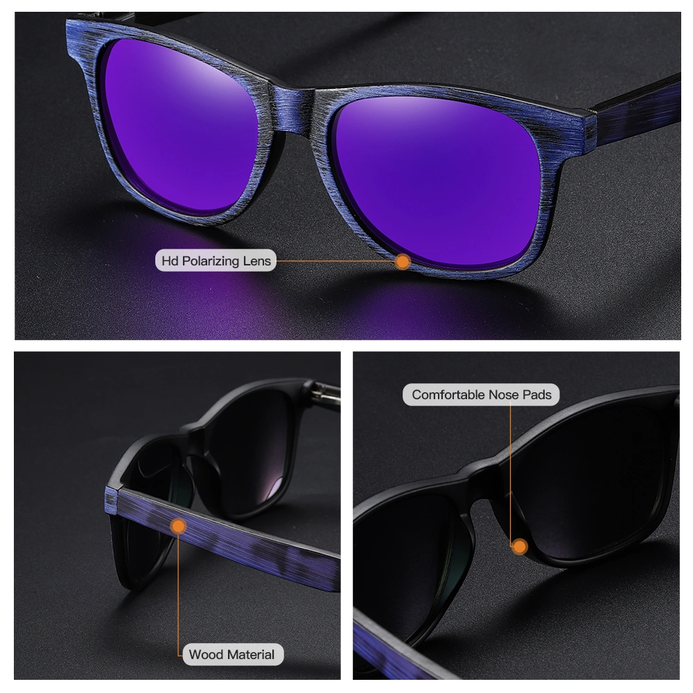Wholesale OEM Unisex Custom Logo UV400 Tac Polarized Bamboo Wooden Sunglasses