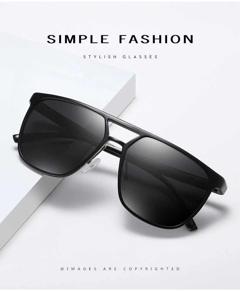 Vintage Brand Designer Men Polarized Sunglasses Retro Square Aluminum Magnesium Sun Glasses